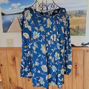 Daniel Rainn Blue Floral Blouse